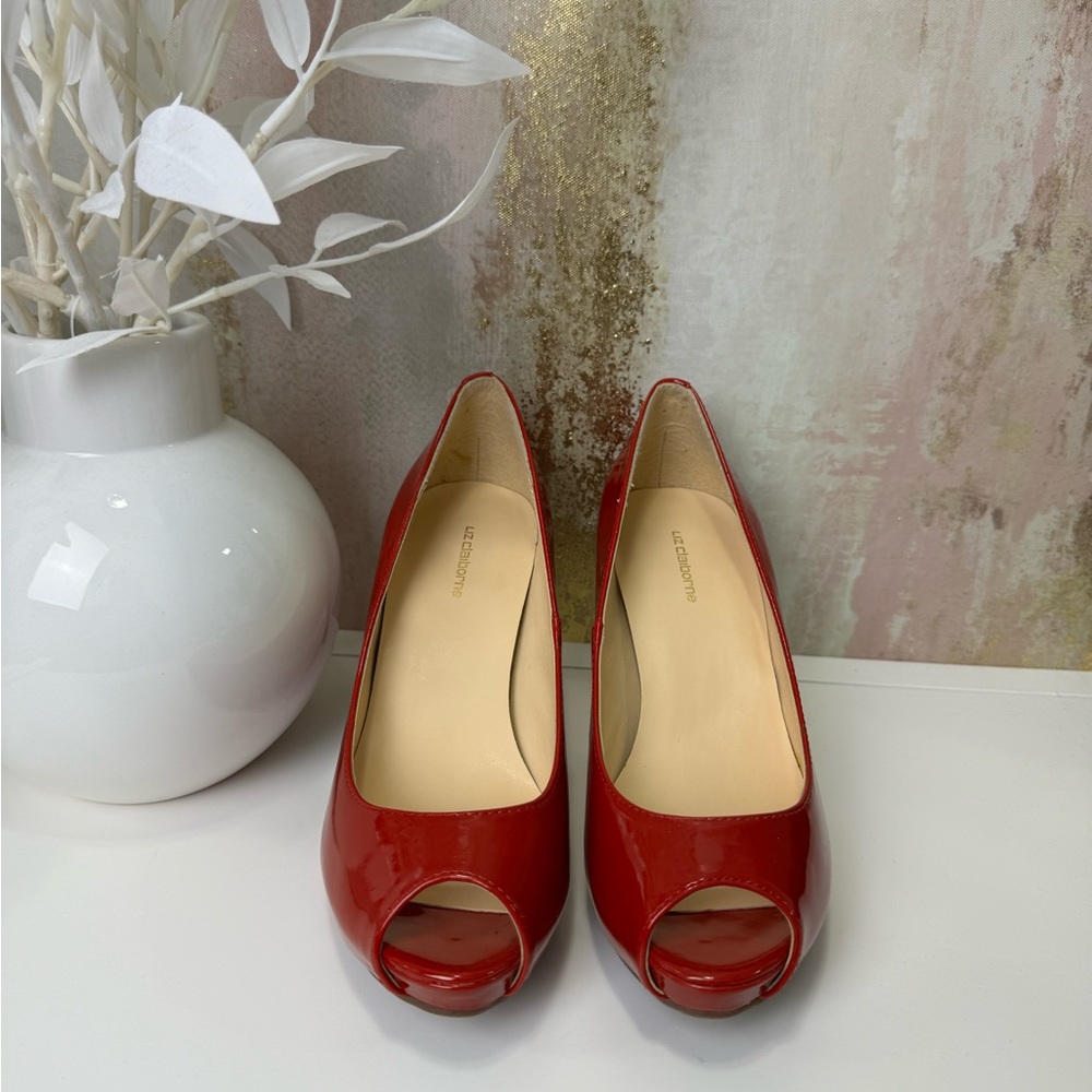 Liz Claiborne red open toe heels size 7